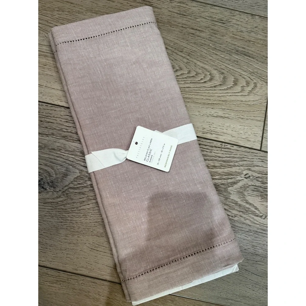 Pottery Barn Belgian Flax Linen Classic Table Runner 16x108 Smoky Quartz New